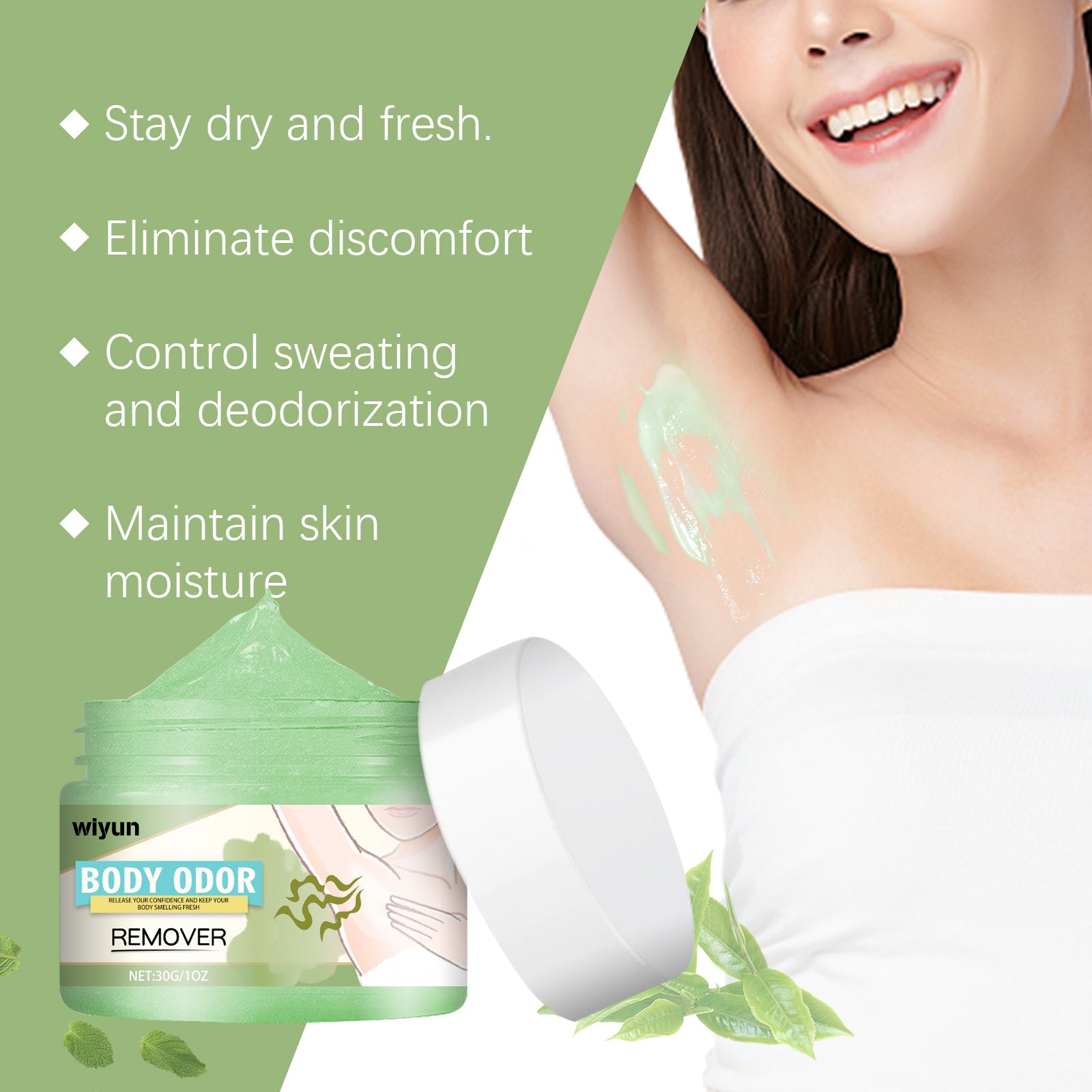 WIYUN Underarm Anti-perspirant Care Cream Cleans armpit sweat odor Refreshing and long-lasting body care cream