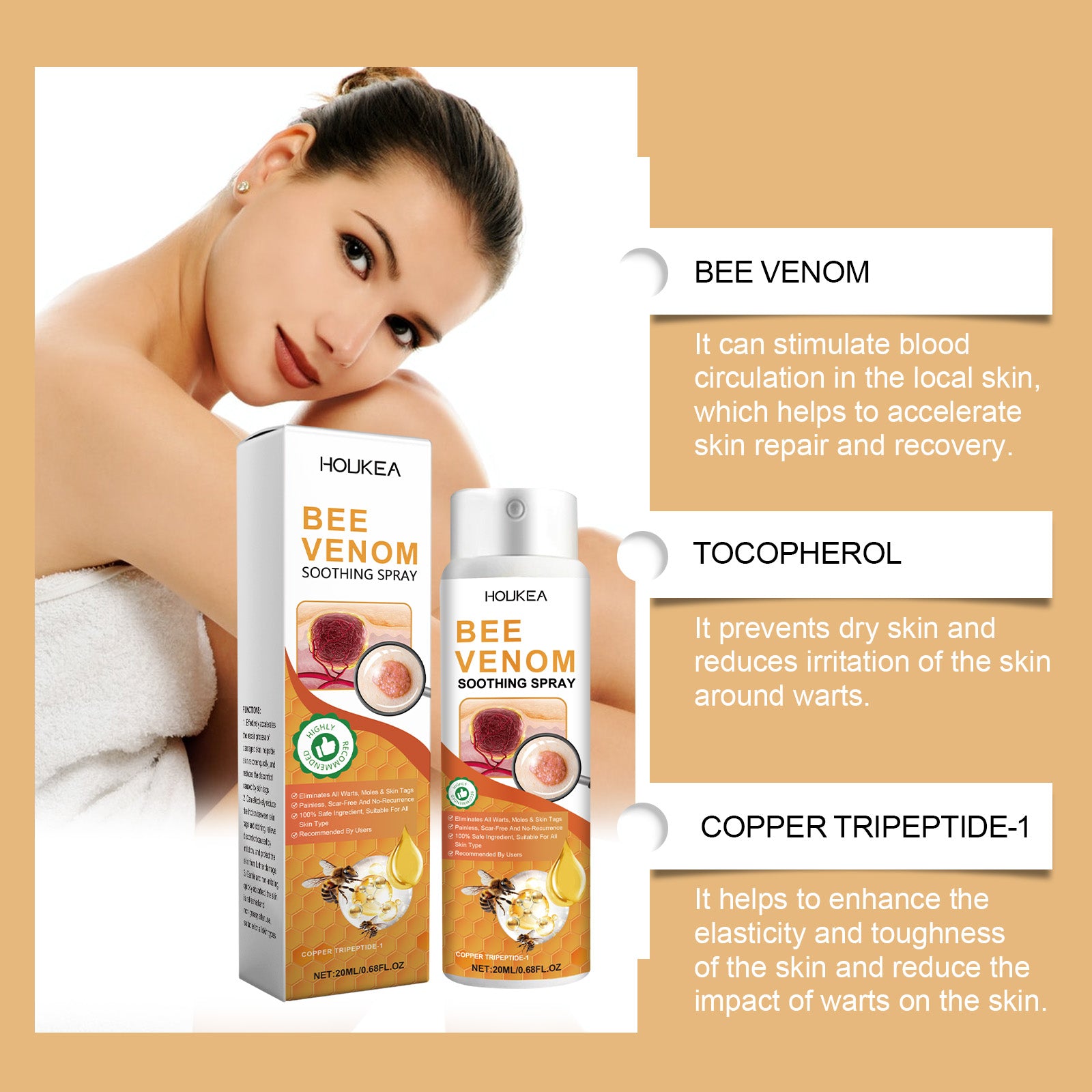 Houkea Kew Soothing Spray For Bumps, Warts, Pimples, Tags  Effective Care Spray For Daily Skin Smoothing Repair Rejuvenating Moisturizing Spray