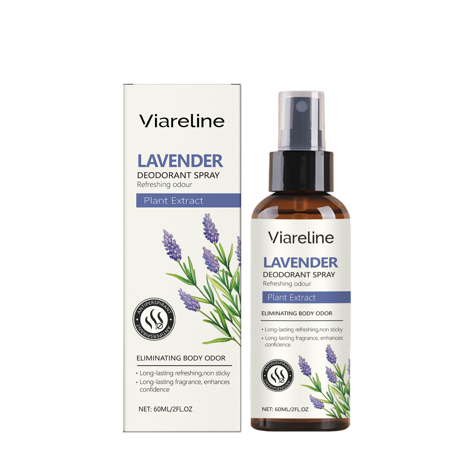 Viareline Lavender Refreshing Spray Sweat Deodorizer Body Refreshing Fragrance Natural Fragrance Refreshing