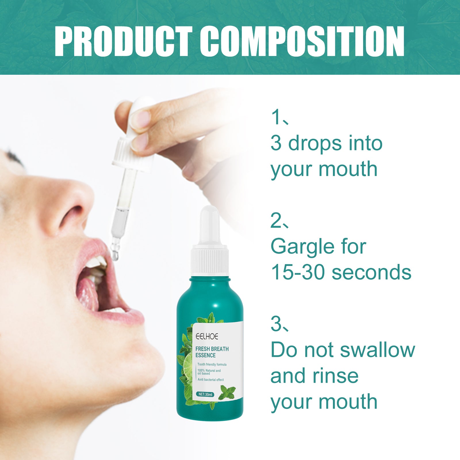 Fresh Breath Essence, Cleans Bad Breath And Leaves Fresh Breath Mint Scent  Essence