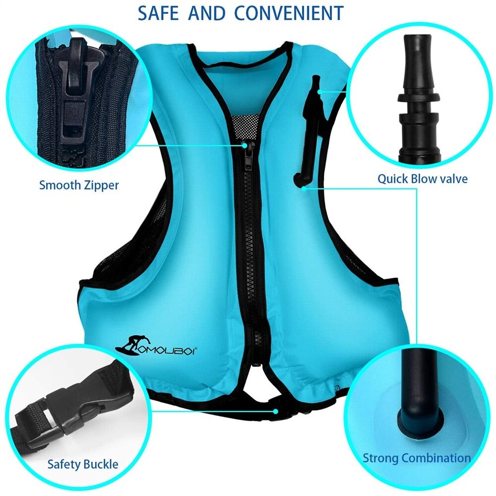 Adult Inflatable Swim Life Vest Jacket Snorkeling Floating Device Swimming Drifting Surfing Survival Water Sports Life Saving