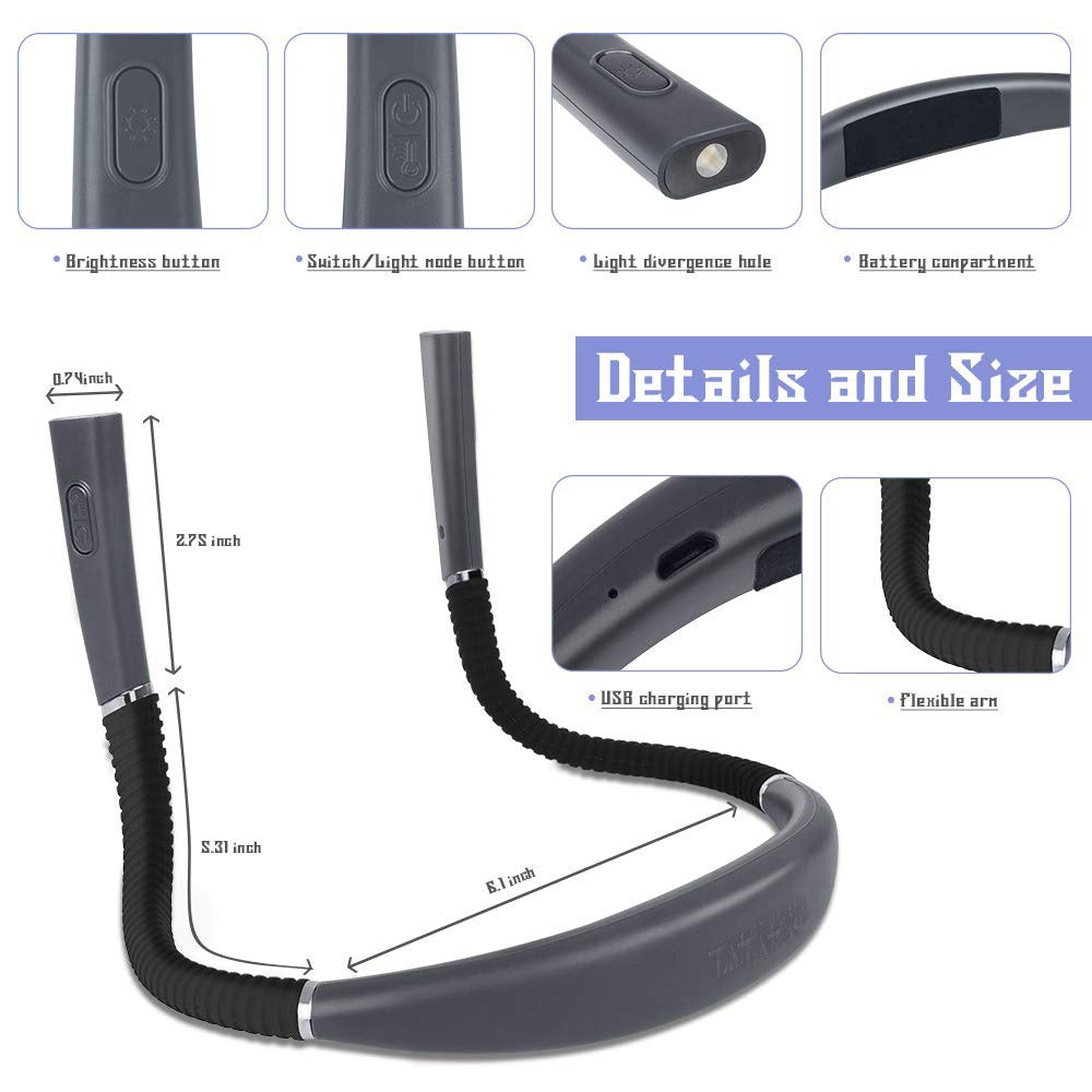 Night Reading Led Lighting Book Lamp USB Charging TRI Color Folding Double Head Neck Reading Lamp