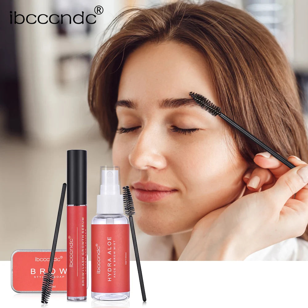 Brow Lamination Styling Soap Kit Eyebrows Lifting Soap with Aole Mist Sprayer Brows Growth Serum Long Lasting Makeup Kit